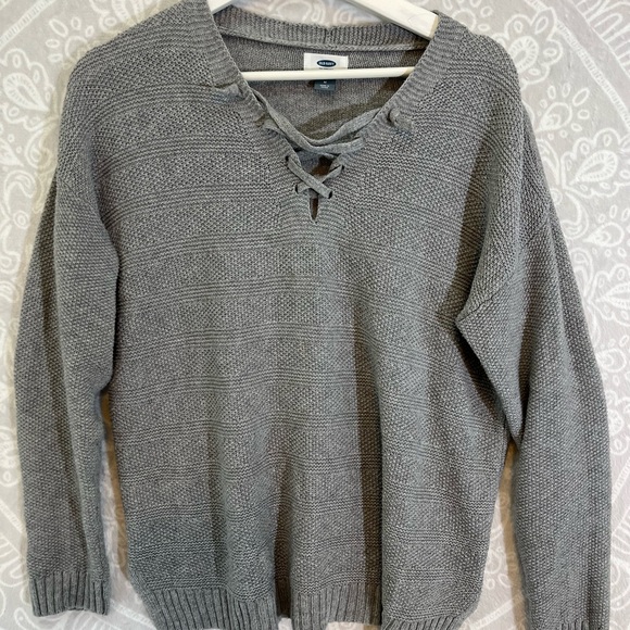OLD NAVY SIZE M MEDIUM SWEATER GRAY CABLE KNIT COTTON BLEND 677 TOP SHIRT EUC - Picture 4 of 15